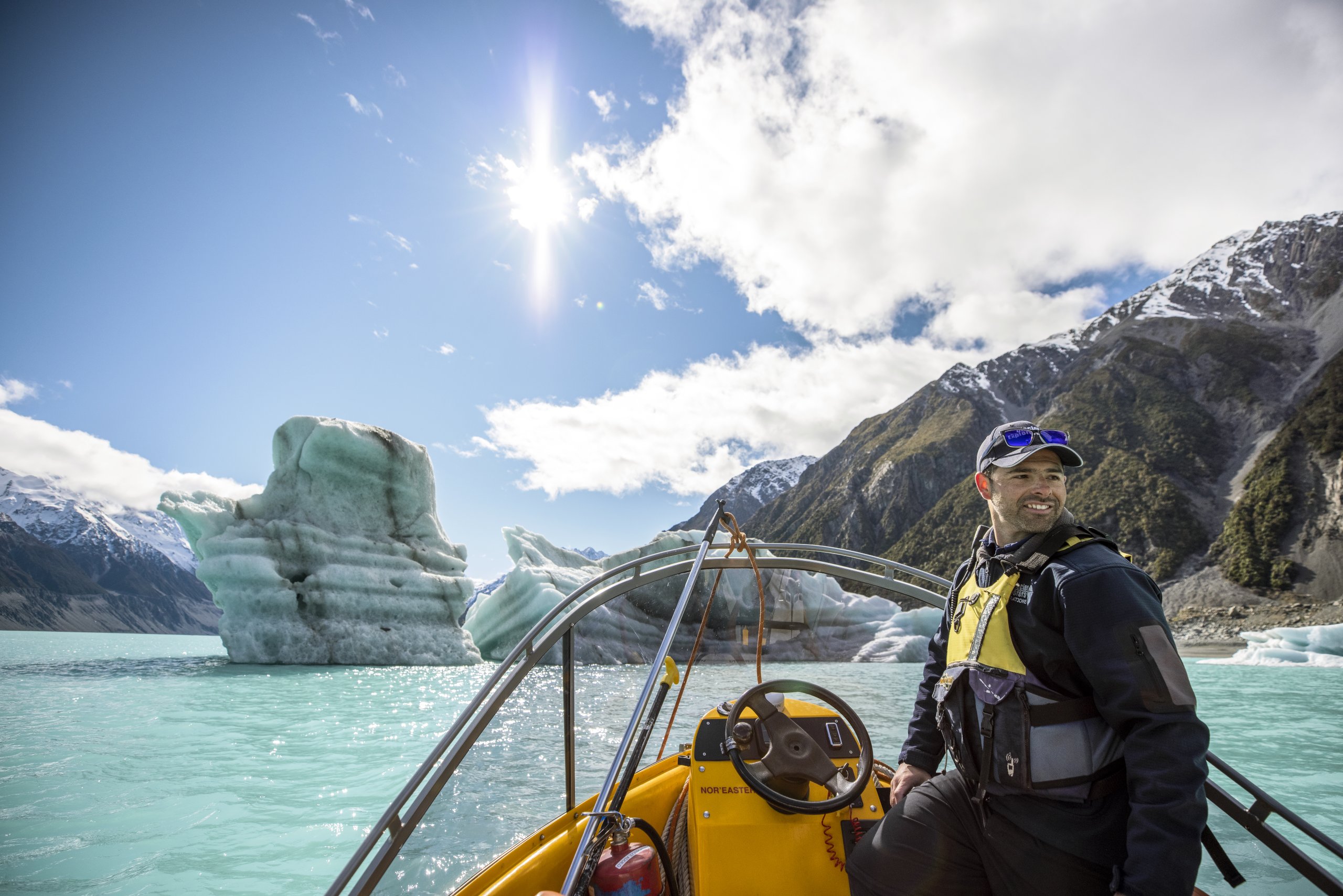 A tour guide for Tasman Glacier Explorers